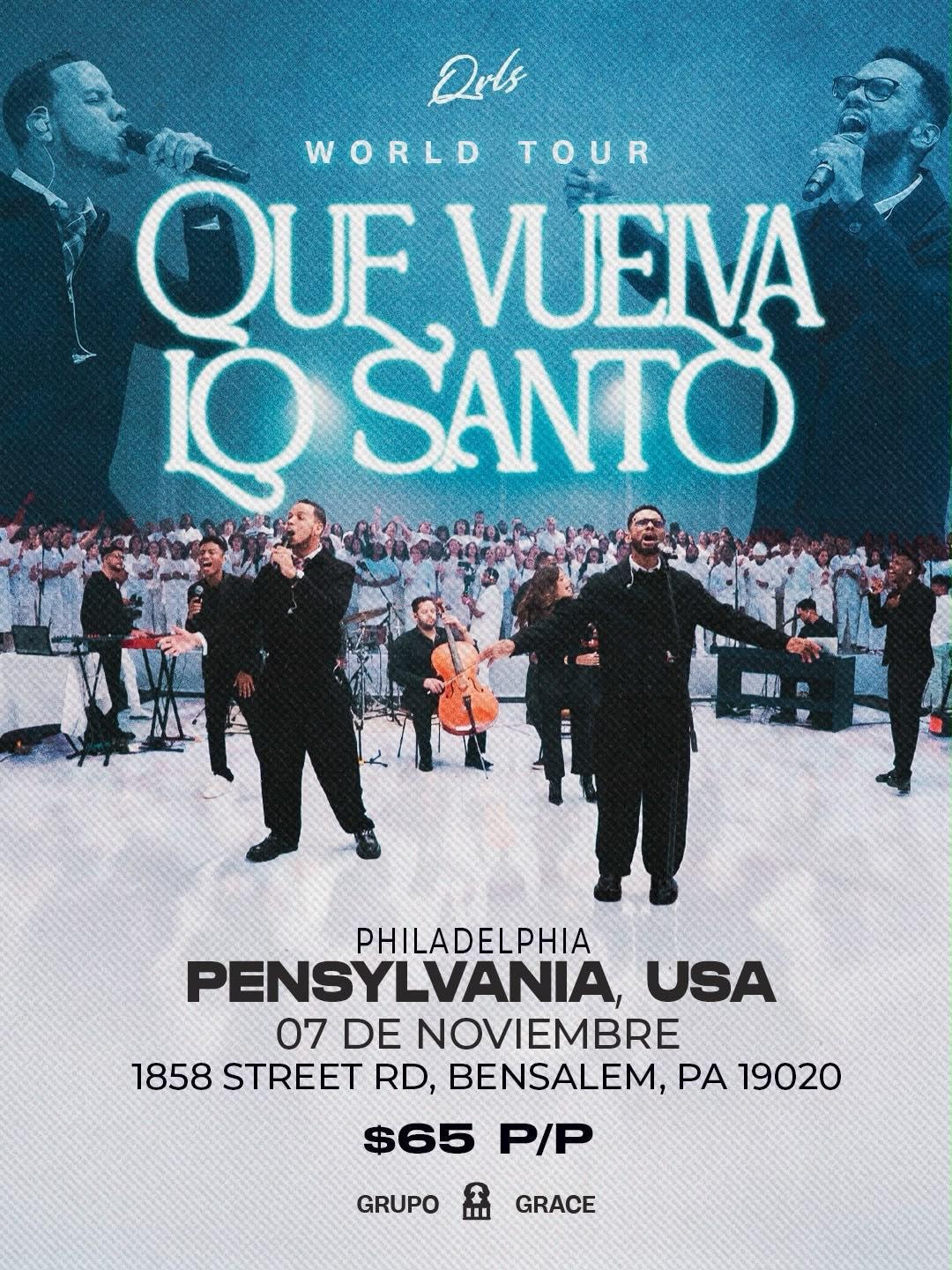 Banner del evento Que Vuelva lo Santo con Grupo Grace, 7 de noviembre a las 7:00 p. m.